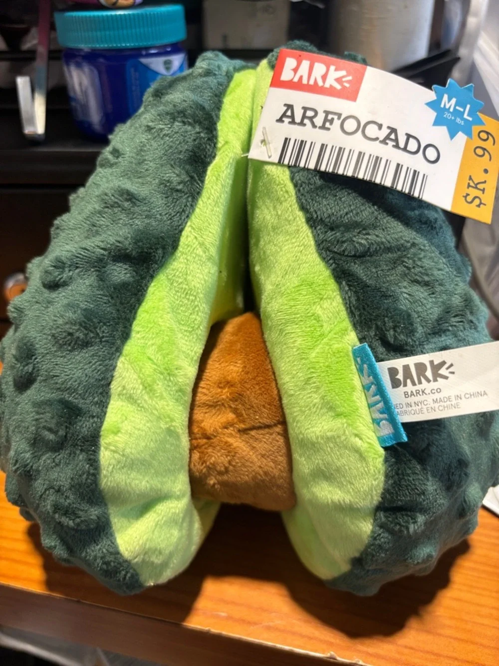 Bark Plush Avocado Dog Toy - Dark Green, Light Green, Brown